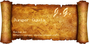 Junger Gyula névjegykártya